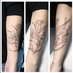 Tattoos - Lillies Wrapping Forearm- Instagram @michaelbalesart - 123109